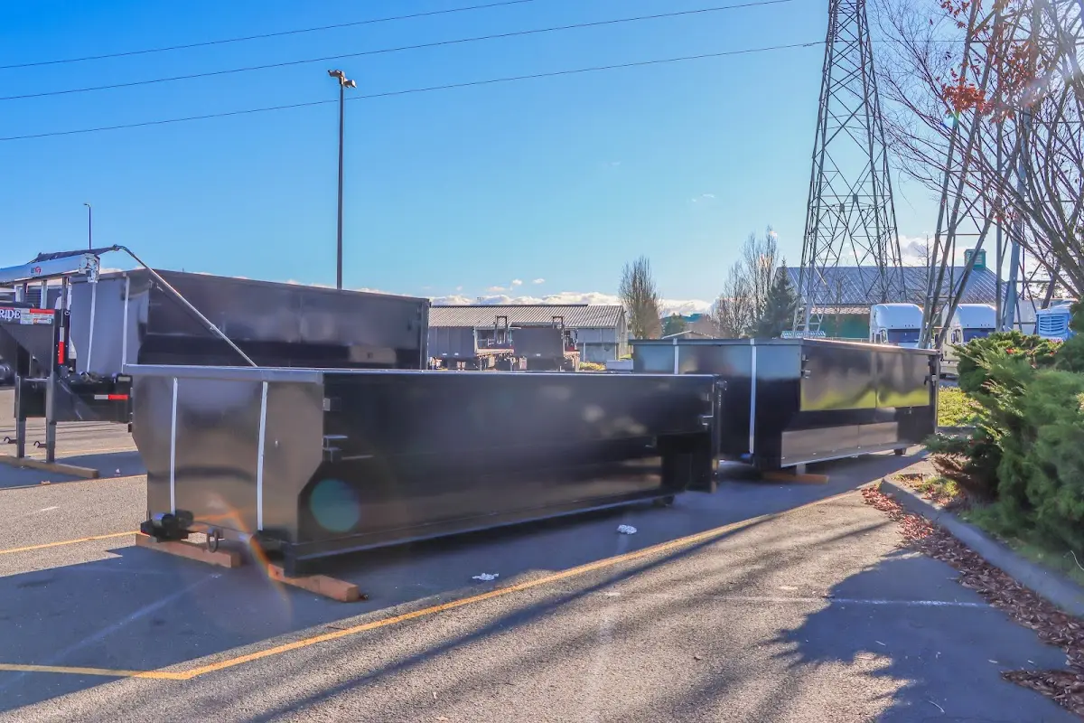 Roll-off dumpster ready for waste disposal at job site for 10 Yard Dumpster Rental in Irondequoit